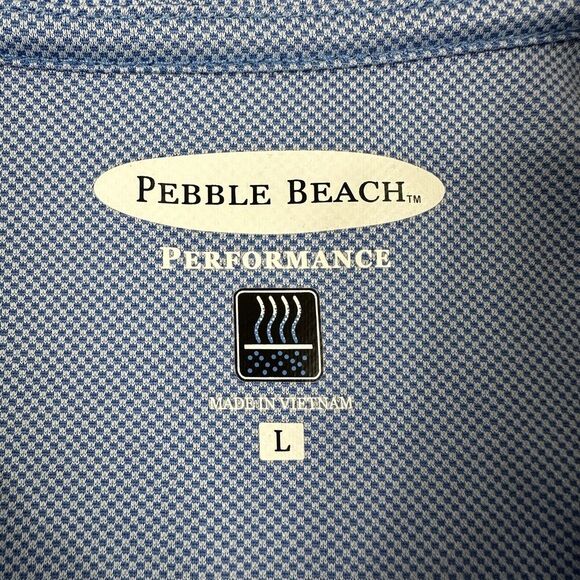 Pebble Beach Performance Blue Short Sleeve Polo Shirt Sz L 100% Polyester - Picture 7 of 8